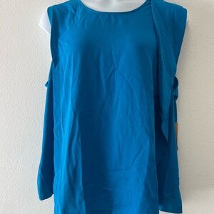 RACHEL Rachel Roy Blue Sleeveless Cut Out Blouse Size 22W Blue
